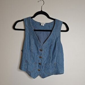 Sigrid Olsen Blue Denim Vest Size Small
